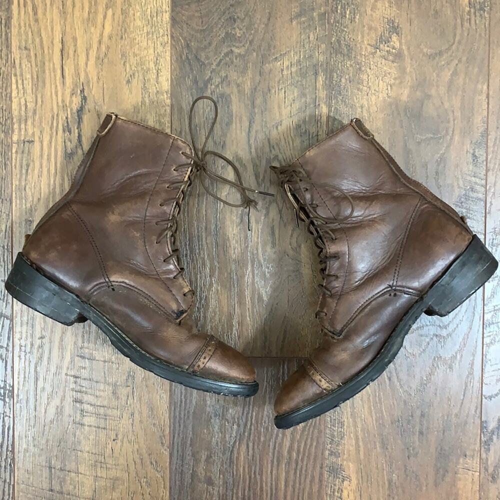 Grand Prix Brown Leather Lace-Up Riding Boots 5.5